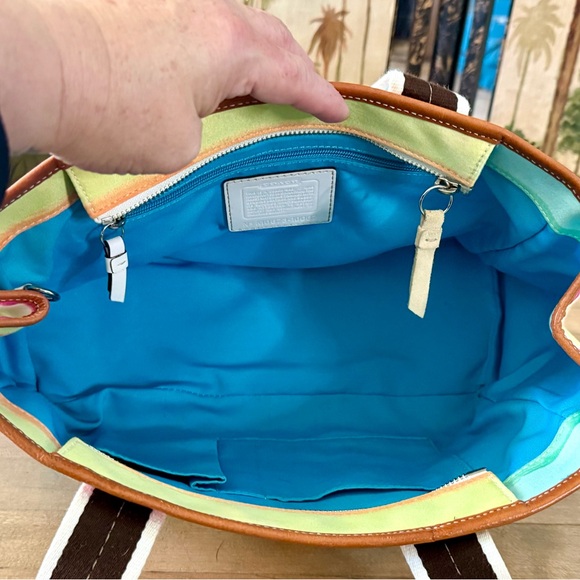 Coach Hampton Small Striped Water Color Tote Bag Purse - Picture 13 of 13